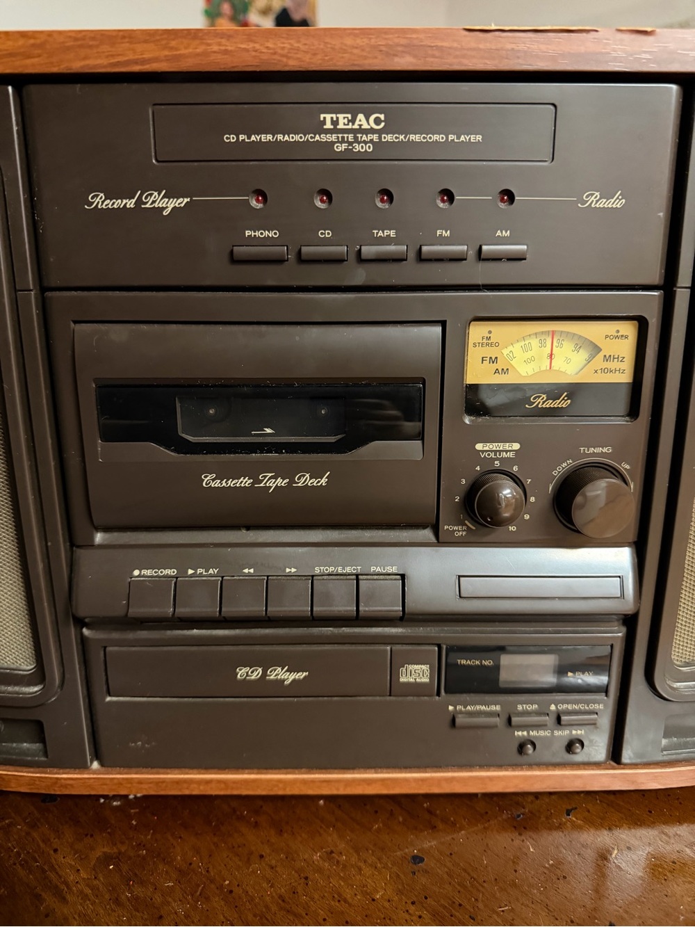Nostalgia Black and Wood-Tone Multi-Function Stereo System